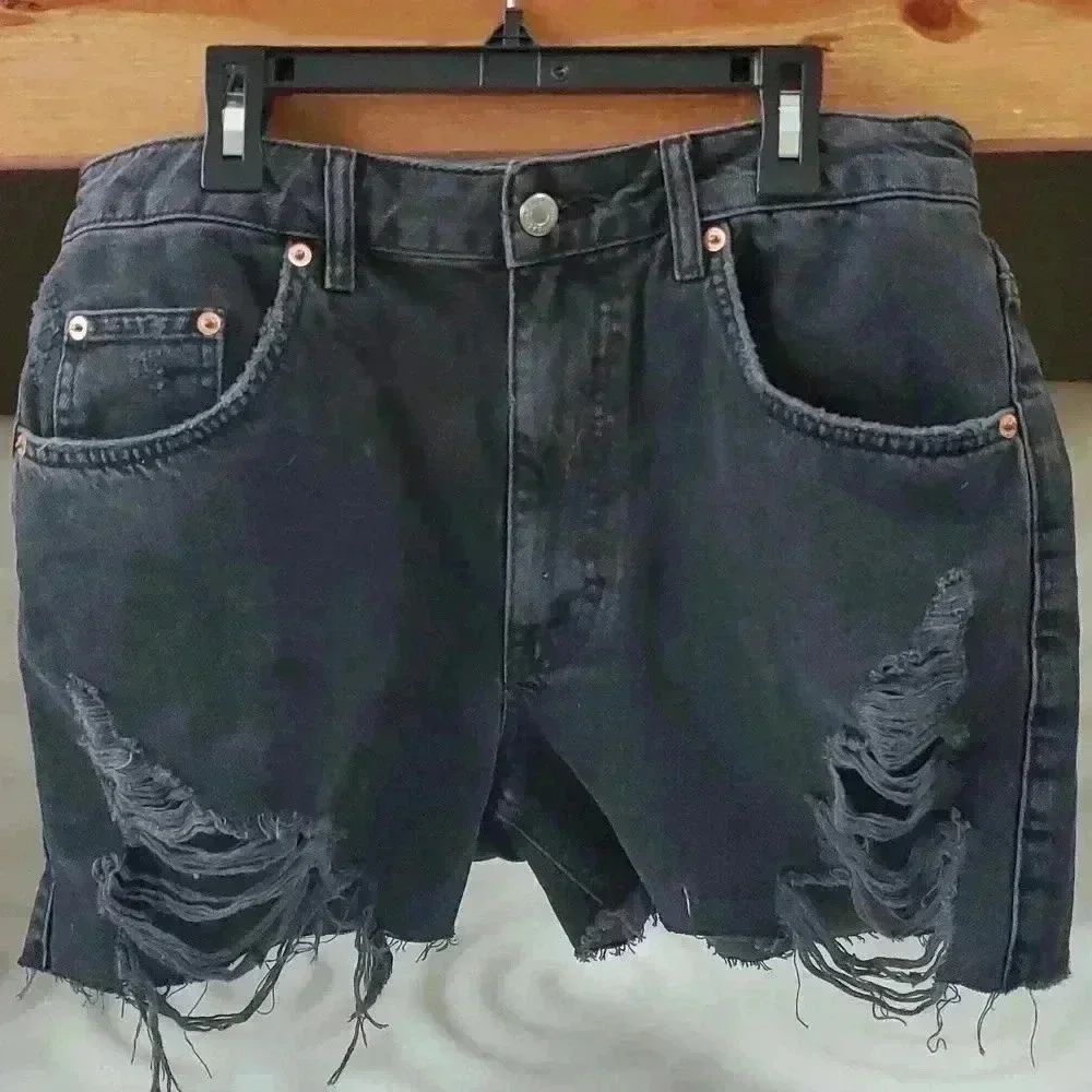 ☆☆☆Topshop denim black shorts